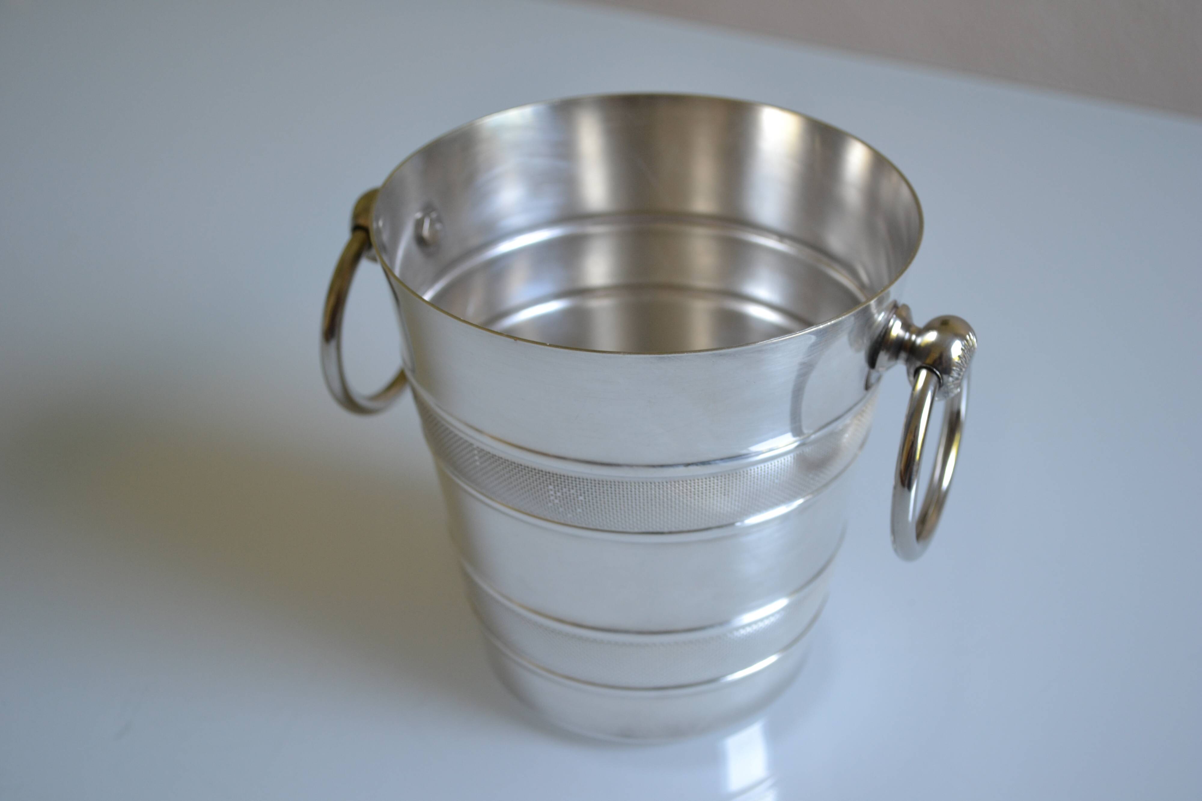 Vintage silver metal ice bucket