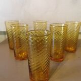 6 vintage glasses with ribbed decoration