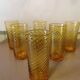 6 vintage glasses with ribbed decoration