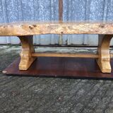 Handcrafted Brutalist coffee table in solid elm