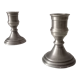 Pair of antique pewter candle holders