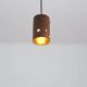 Cylindrical brutalist hanging lamp in copper / glass by Peill & Putzler