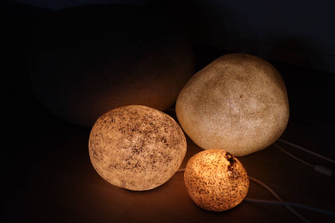 Set of 4 “Dora” model rock lamps by André Cazenave for Atelier A, 1960