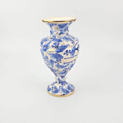 Large blue and gold vase in earthenware H.Bequet bohemian style