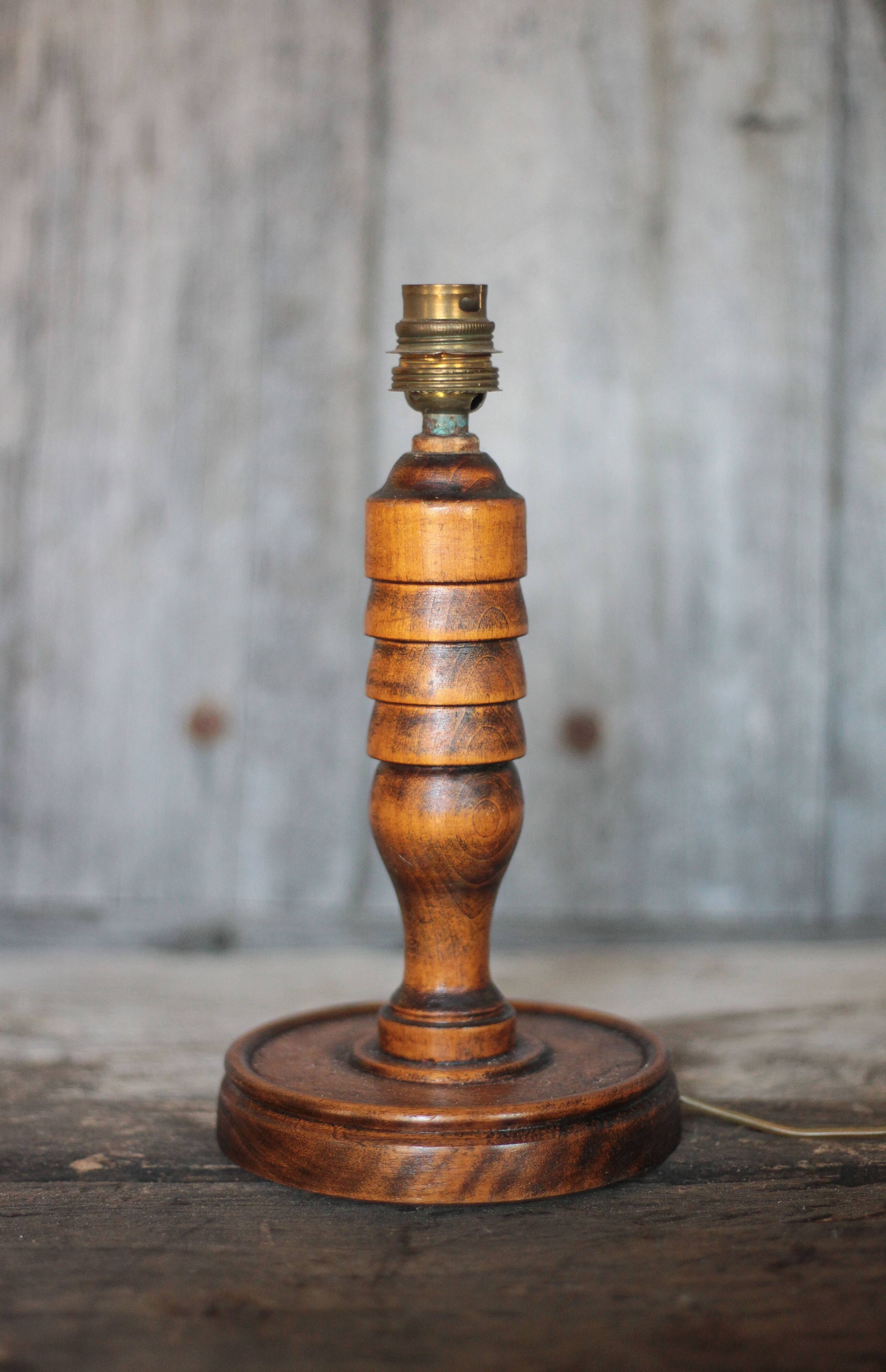 wood lamp, vintage wooden lamp base, table lamp, living room lamp, lamp