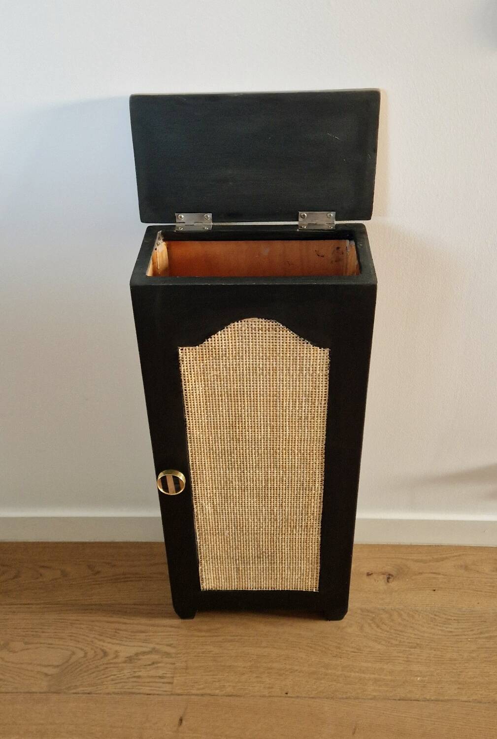 Wooden chest with caning