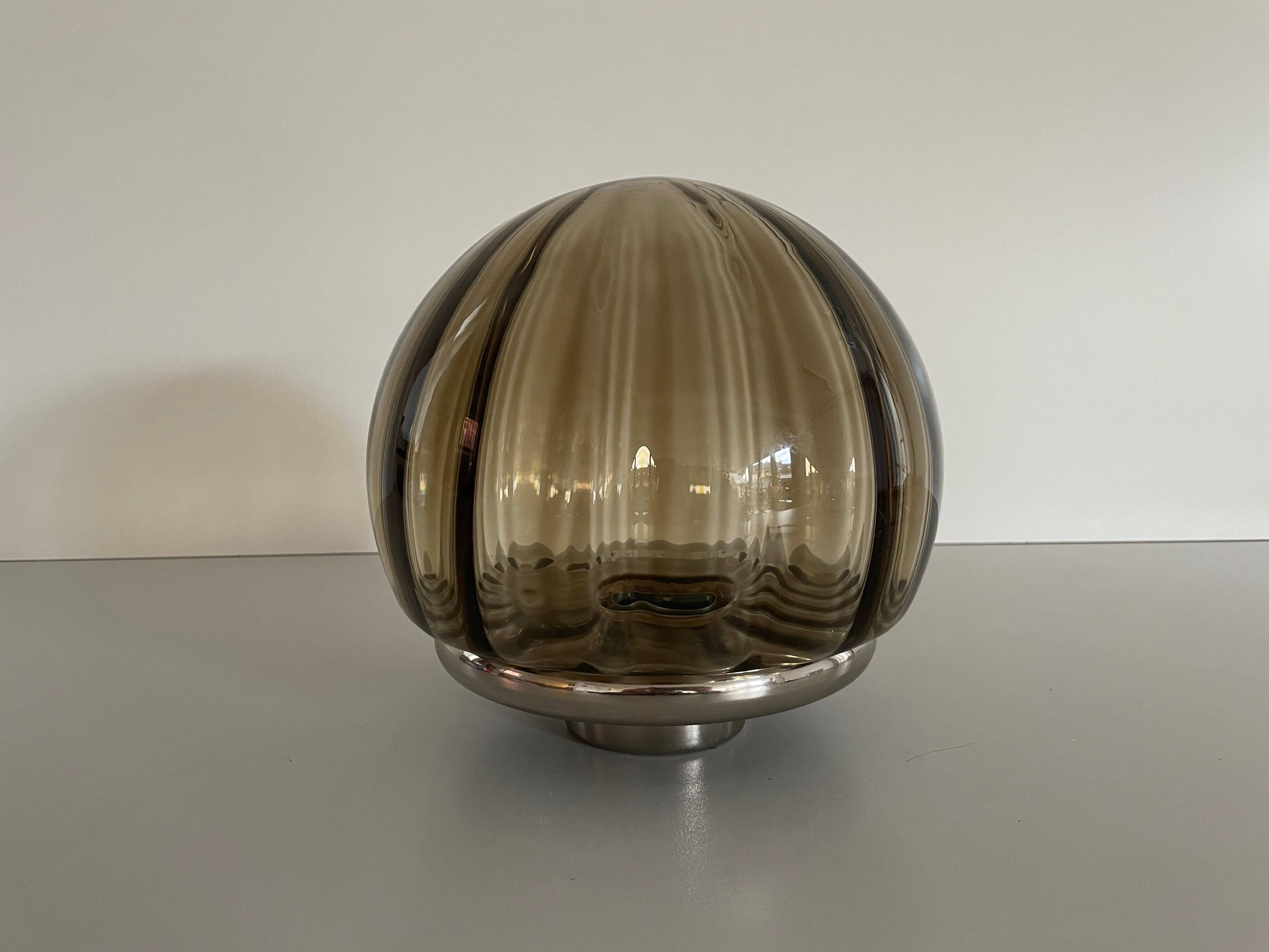Flush-mounted lamp in chrome and smoked glass by N Leuchten, 1960s, Germany.
