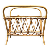 Vintage rattan magazine rack