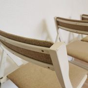 Set of 4 Vintage Wooden Folding Lounge Chairs: Beige Fabric, STOL Kamnik 1970