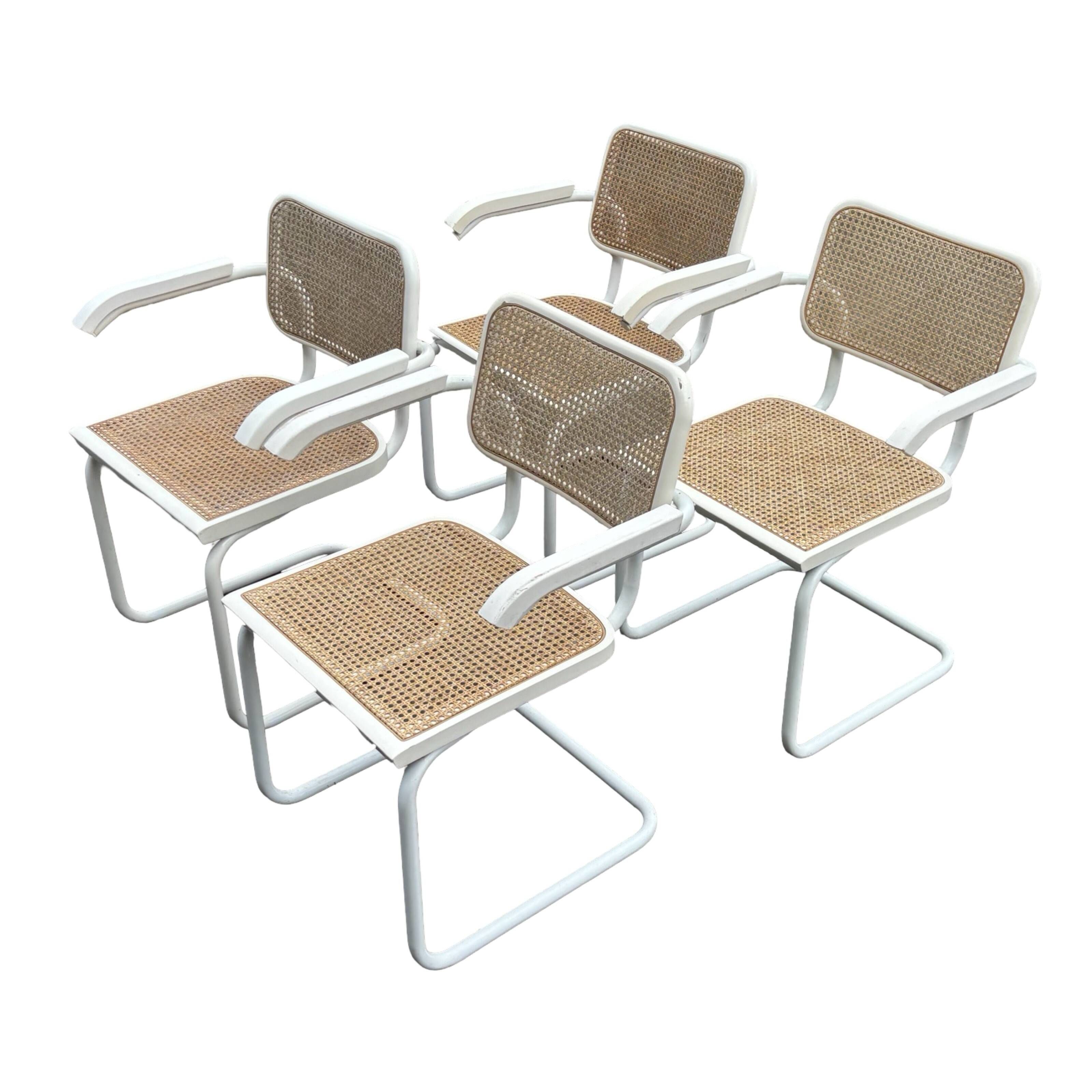 Set of 4 Cesca chairs model B64 with armrests Cesca Marcel breuer design