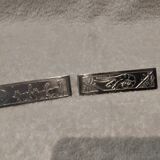 10 silver-plated metal knife and card holders, art deco style, Rabier