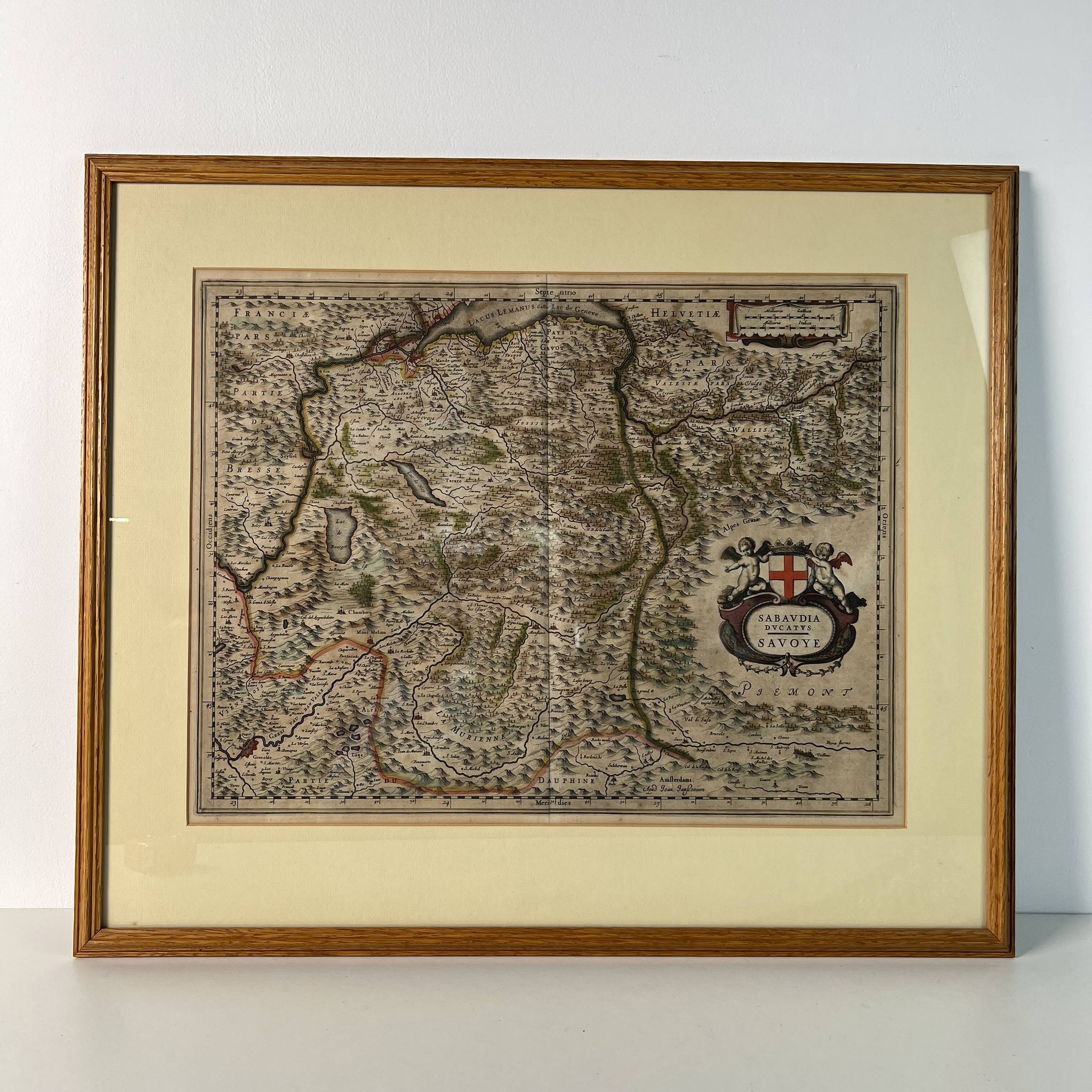 Geographical map of Savoie by Johannes Janssonius, engraving from the 17th century.