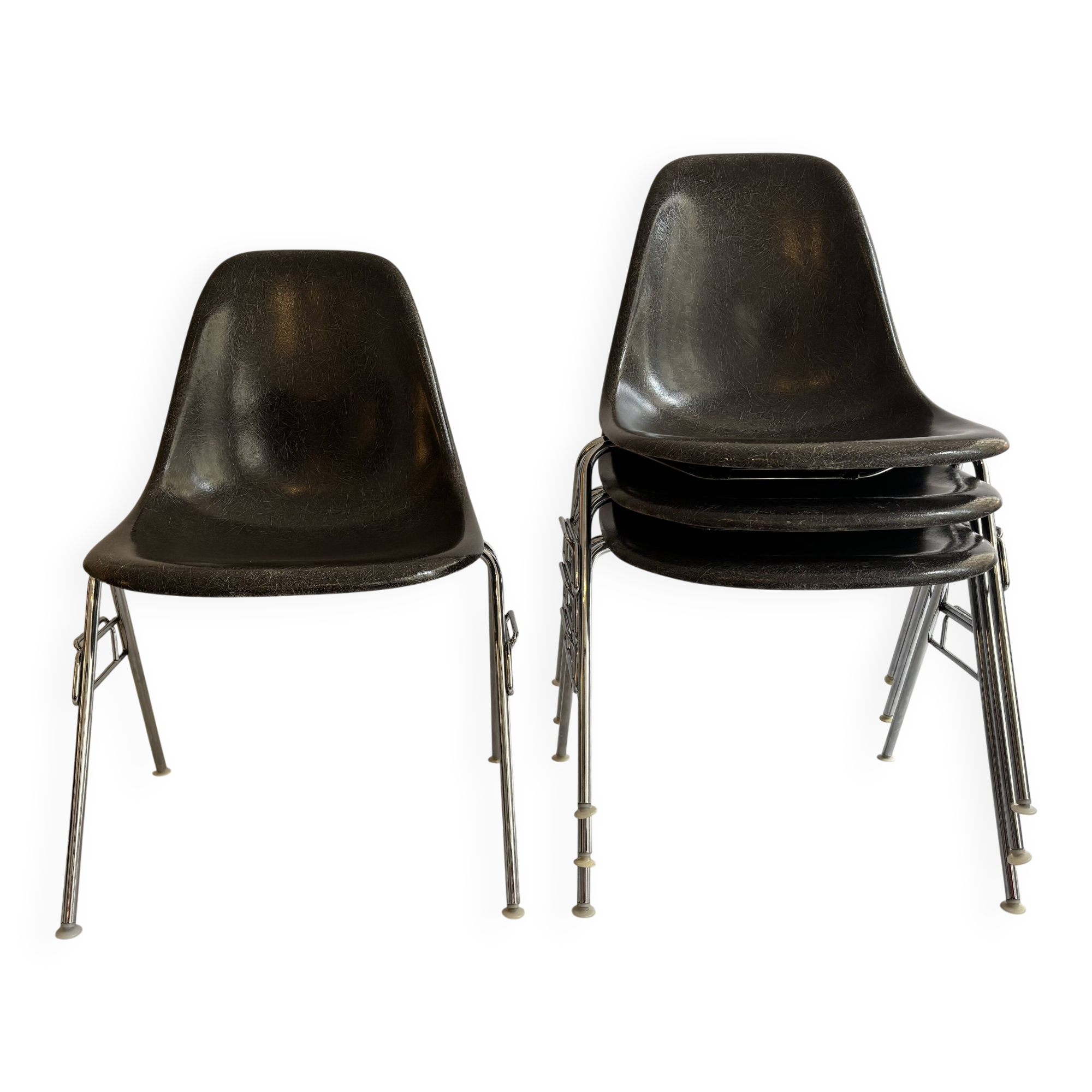 Ensemble de 4 chaises DSS  Charles et Rey Eames pour Herman Miller 1950