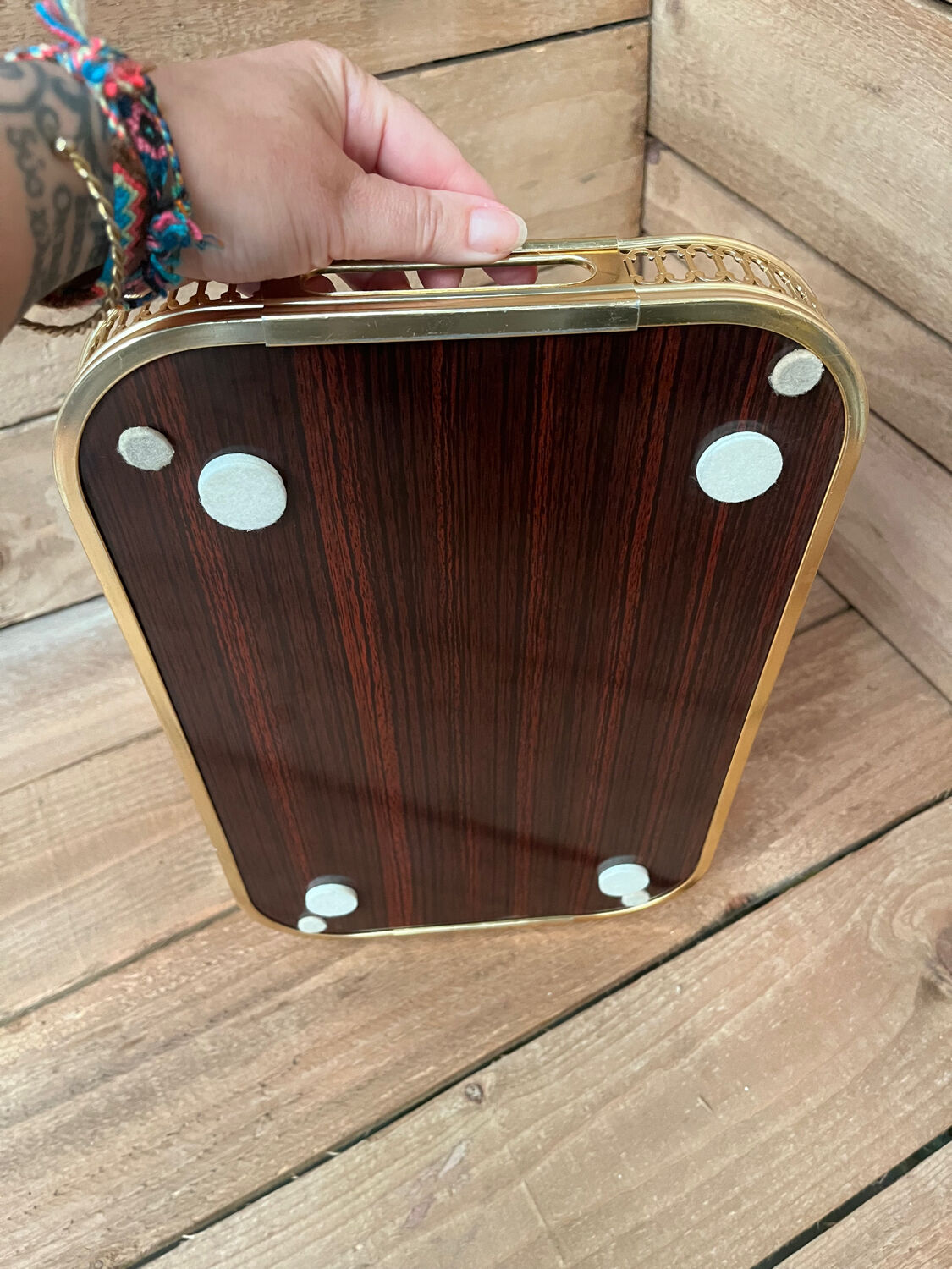 Vintage brass Formica tray