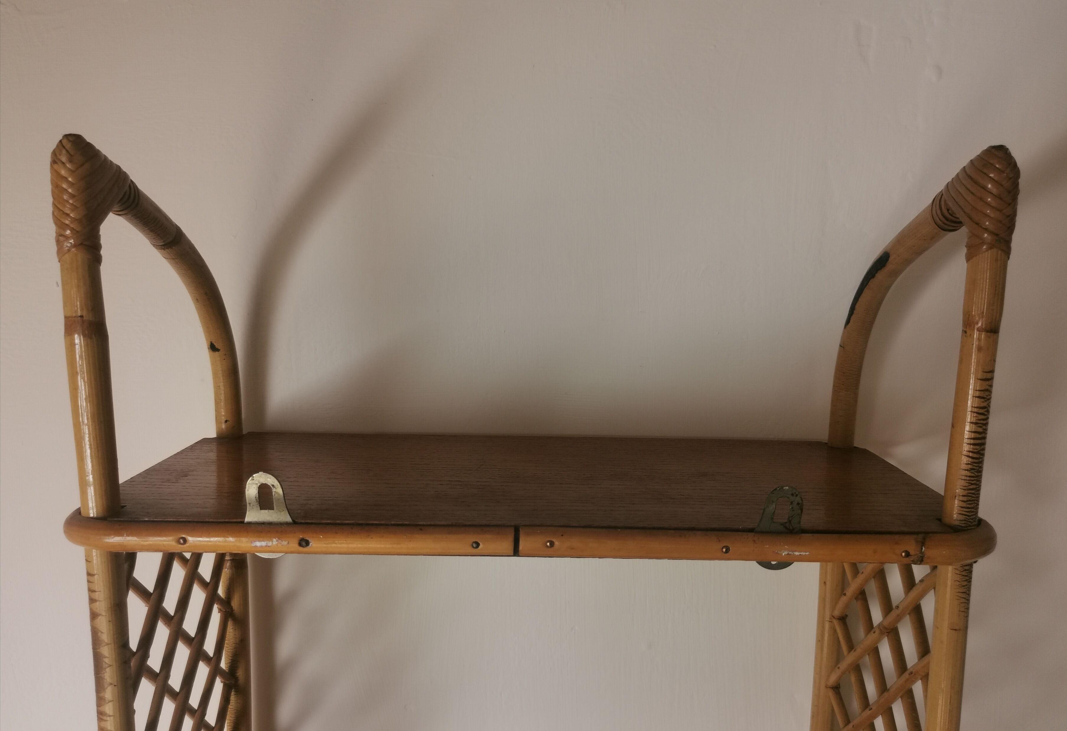 Vintage rattan wall shelf