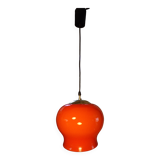 Suspension 1970 opaline orange et laiton