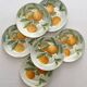 6 orange barbotine dessert plates from Saint Clément earthenware.