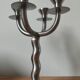 Vintage brutalist chandelier with 4 lights in brushed metal.