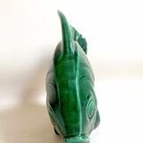 Green ceramic fish lejan art deco width 40 cm