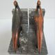 Pair of greenhouse books bird Art Deco metal patinated marble