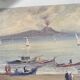 Huile « vue sur l’Etna » années 60, cadre vitré