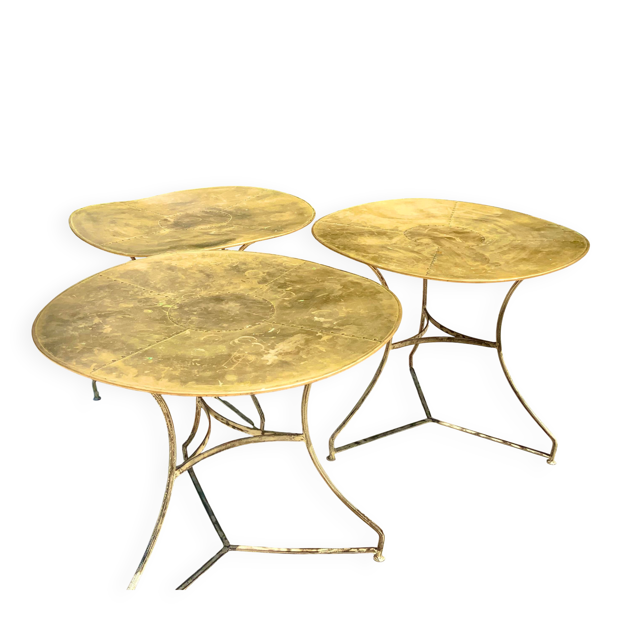 3 bistro tables brass