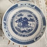 Set of 8 tea cups and sub-cups décor blue Asian landscape