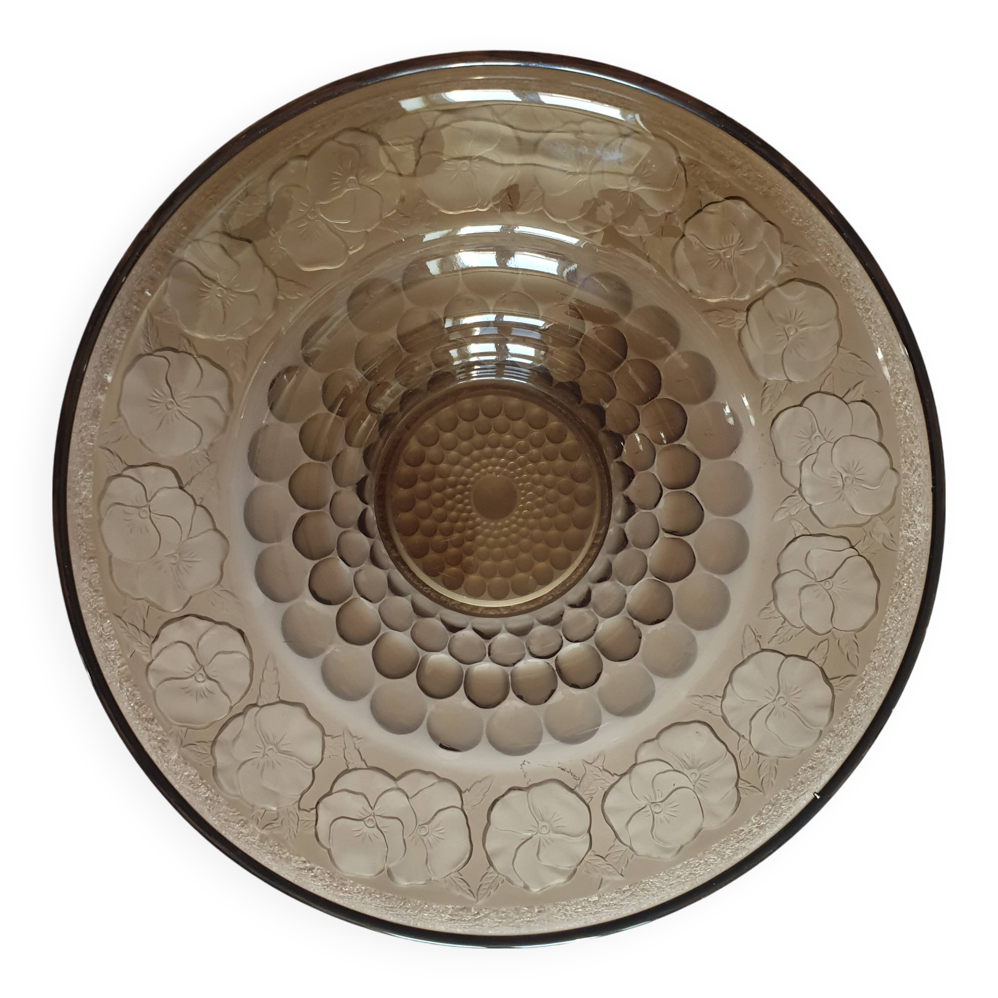 Art Deco fruit bowl circa 1930 in brown smoked glass