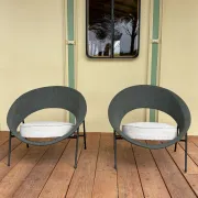 Pair of Saturn armchairs by Geneviève Dangles and Christian Defrance
