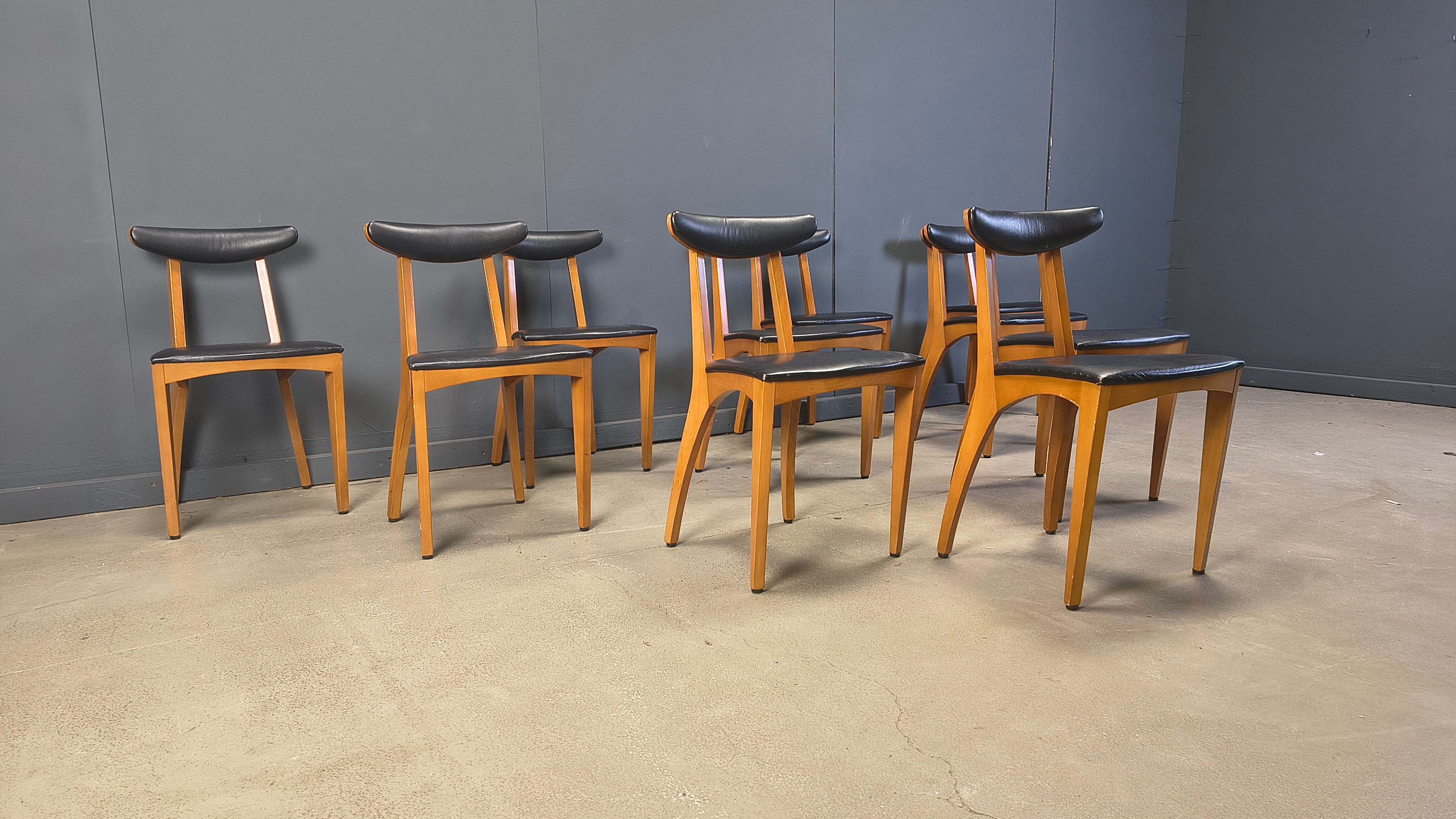 Mid-century Belgian dining chairs, set of 10, 1960s