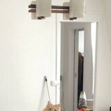 Scandinavian teak and resin pendant light 1960