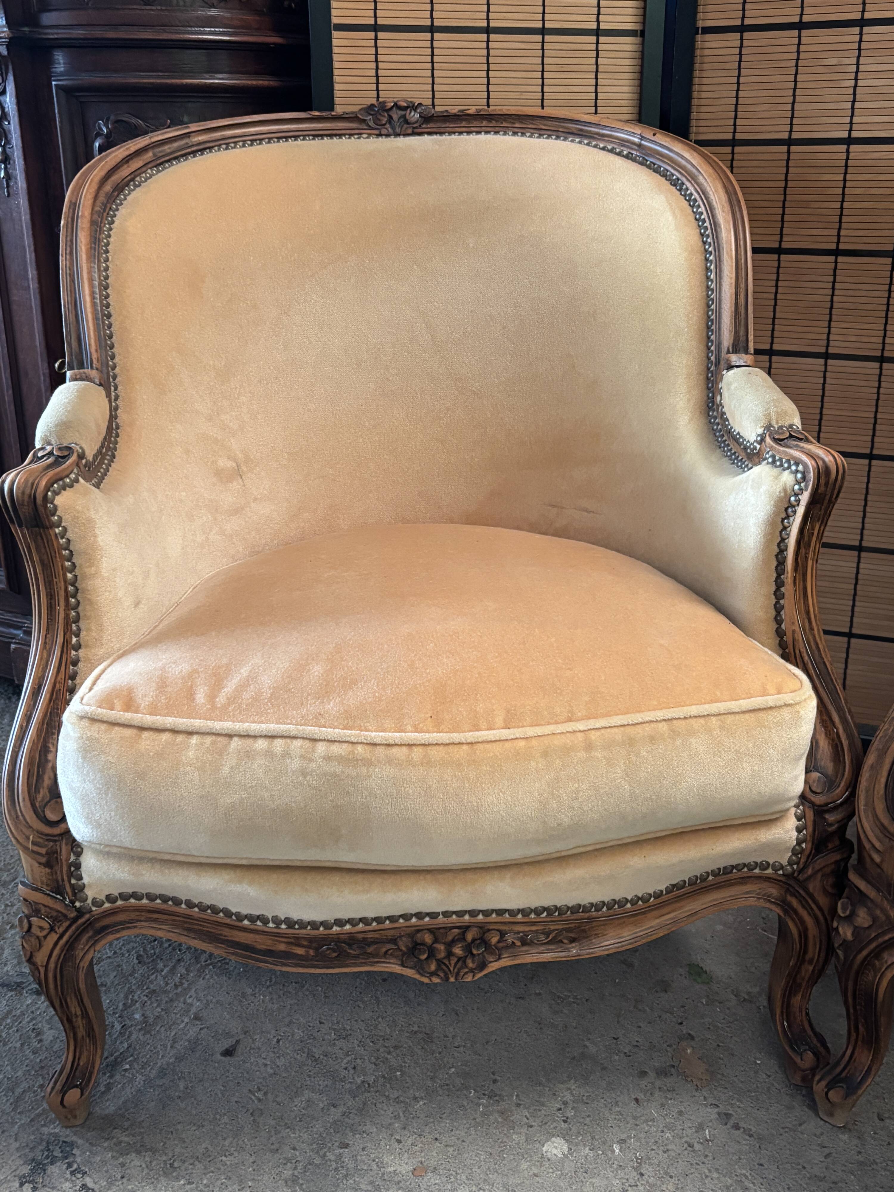 Pair of bergère armchairs