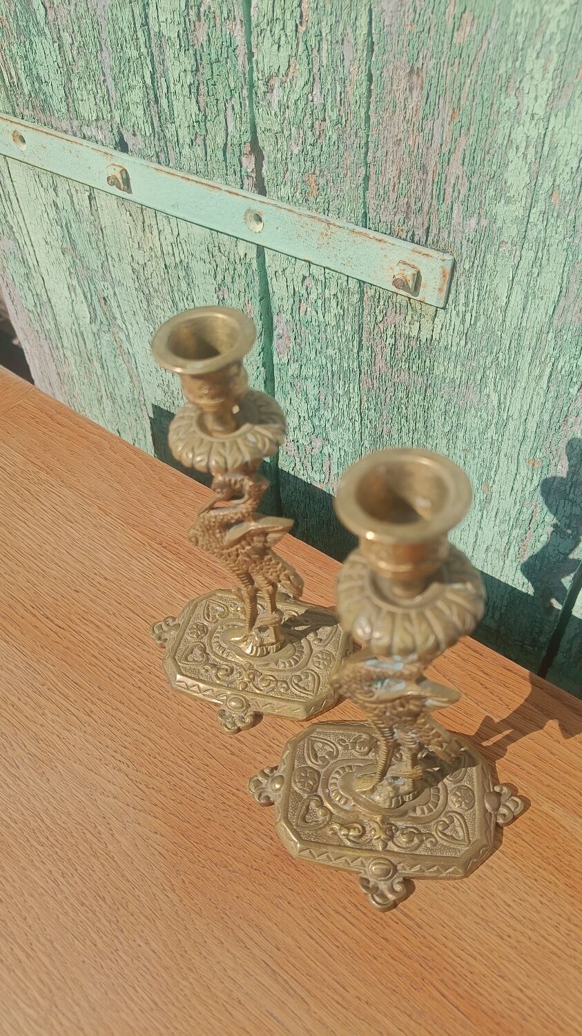 Antique bronze candlesticks