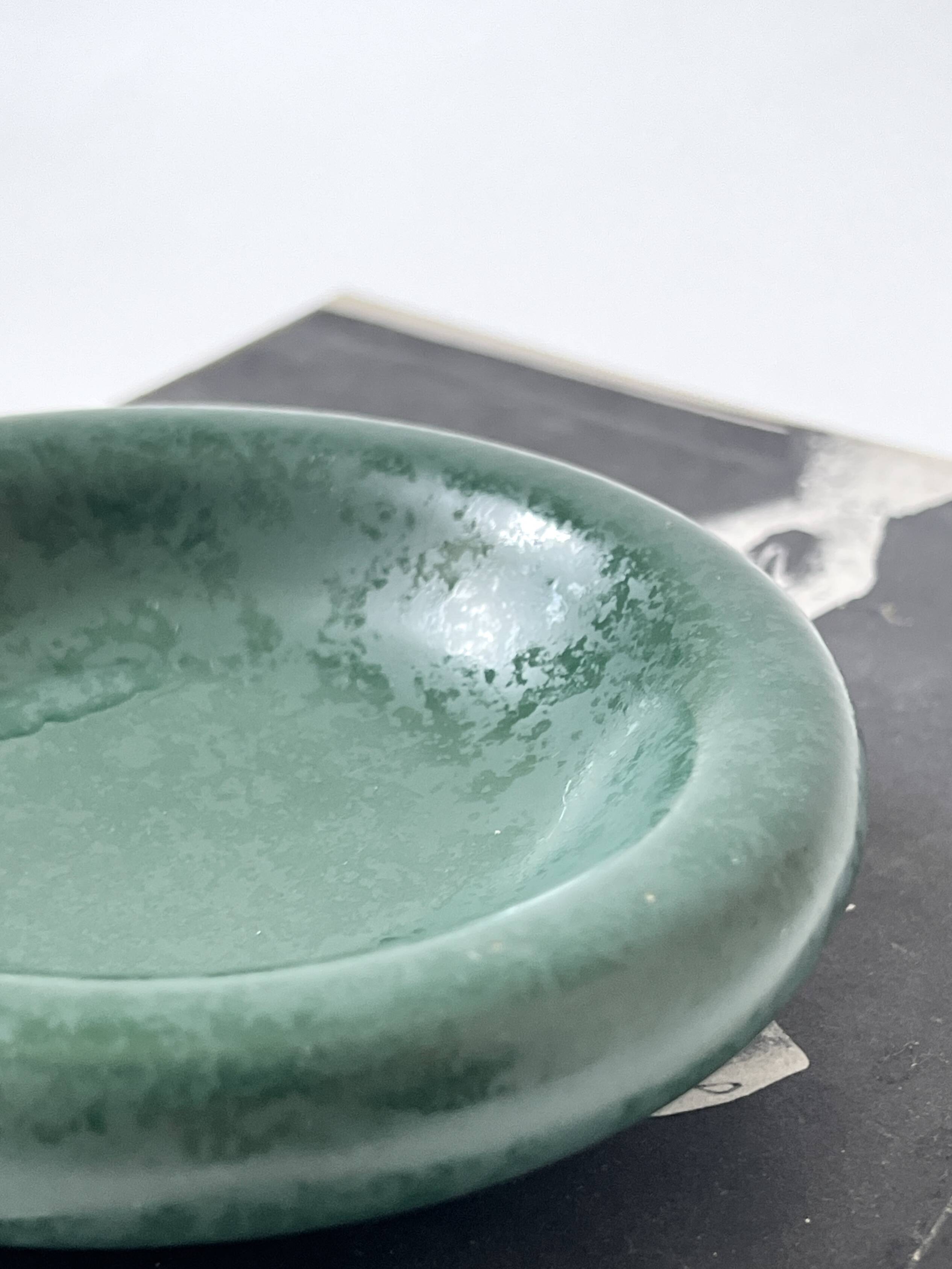 Ashtray / round ceramic catchall in emerald green.
