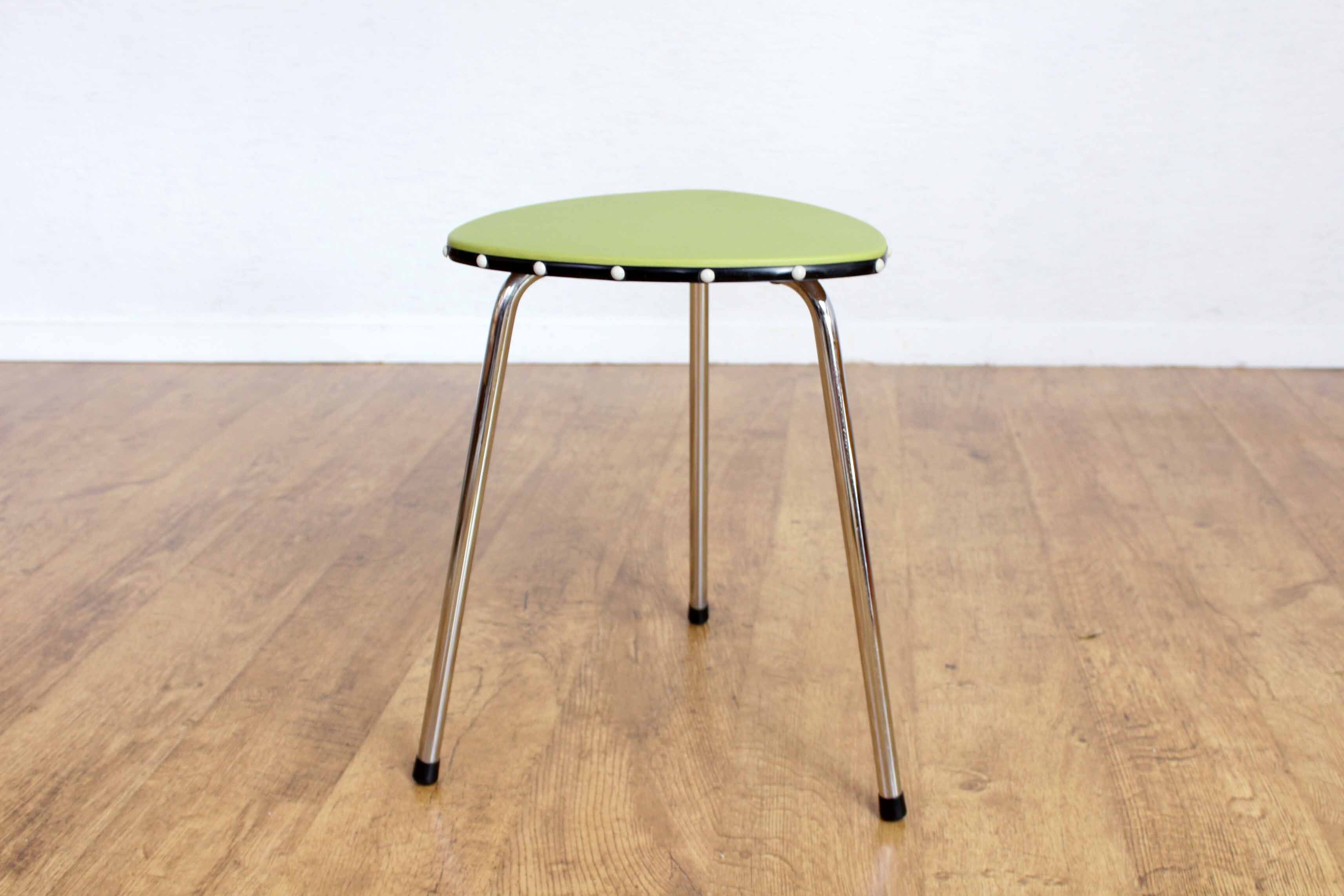 Vintage green and chrome stool