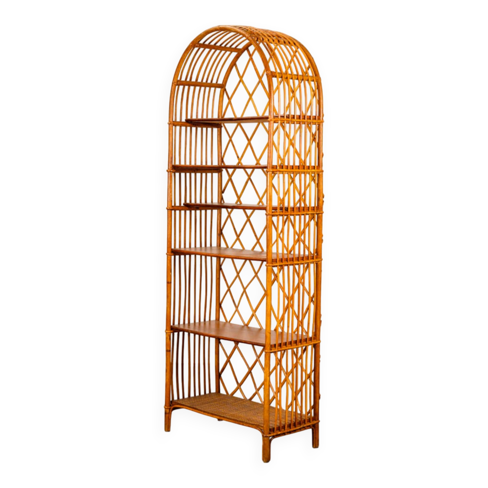 Bibliothèque en rotin et bois