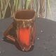 6 enamelled ceramic mugs, red and brown, Vallauris, vintage and designer