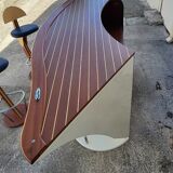 Bar or shop counter and 2 deck lina stools polyester boat hull