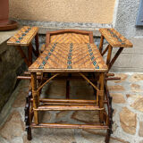 Chaise longue rotin et osier vintage avant-guerre