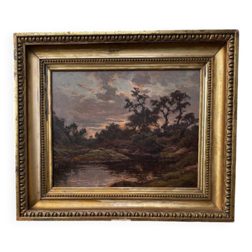 Louis Marius Gueit 1877-1956 The Dawn in the Landes signed Hsp 42 x 53cm