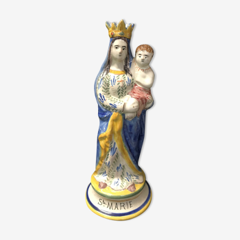 Virgin and child in earthenware of Quimper