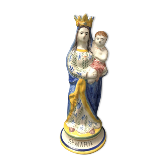Virgin and child in earthenware of Quimper
