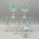Arcoroc france stemmed glasses with forget-me-not decor, vintage 1980s