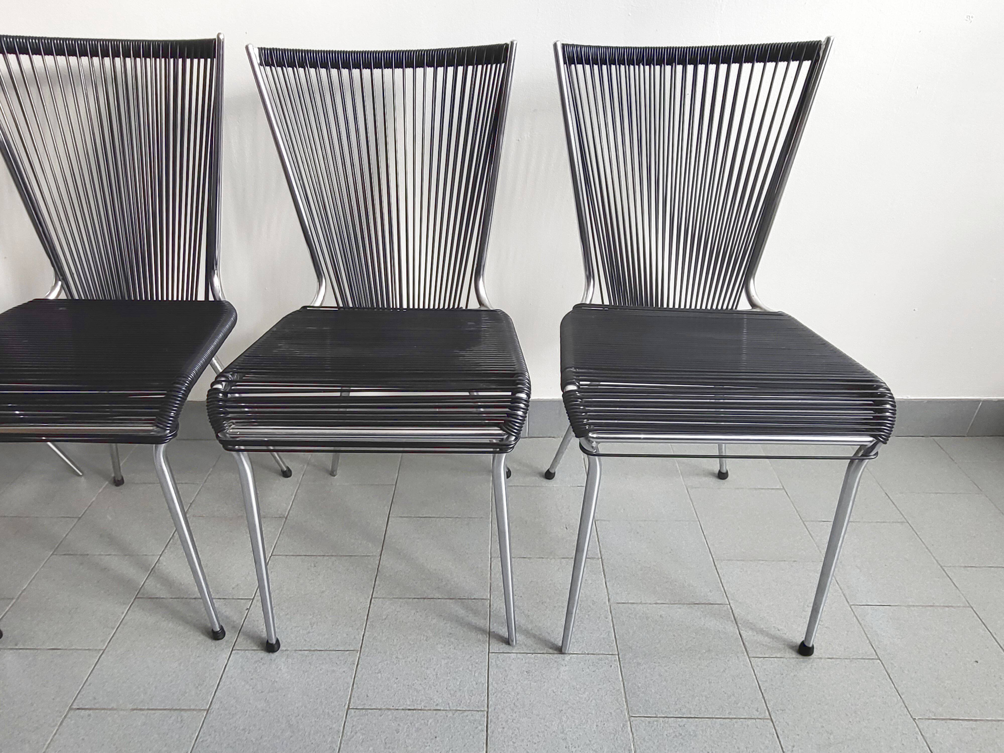 Set of 4 vintage scoubidou chairs 1960