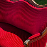 Louis XV style canapé in moulded wood – red velvet fabric – 19th century