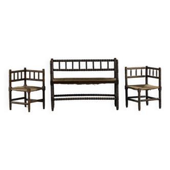 Bobbin Bench Rush Seat And Armchairs Uk 1920s