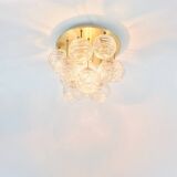 Mid-Century Murano Glass & Brass Flush Mount/Ceiling Light from Doria Leuchten, Germany, 1960s