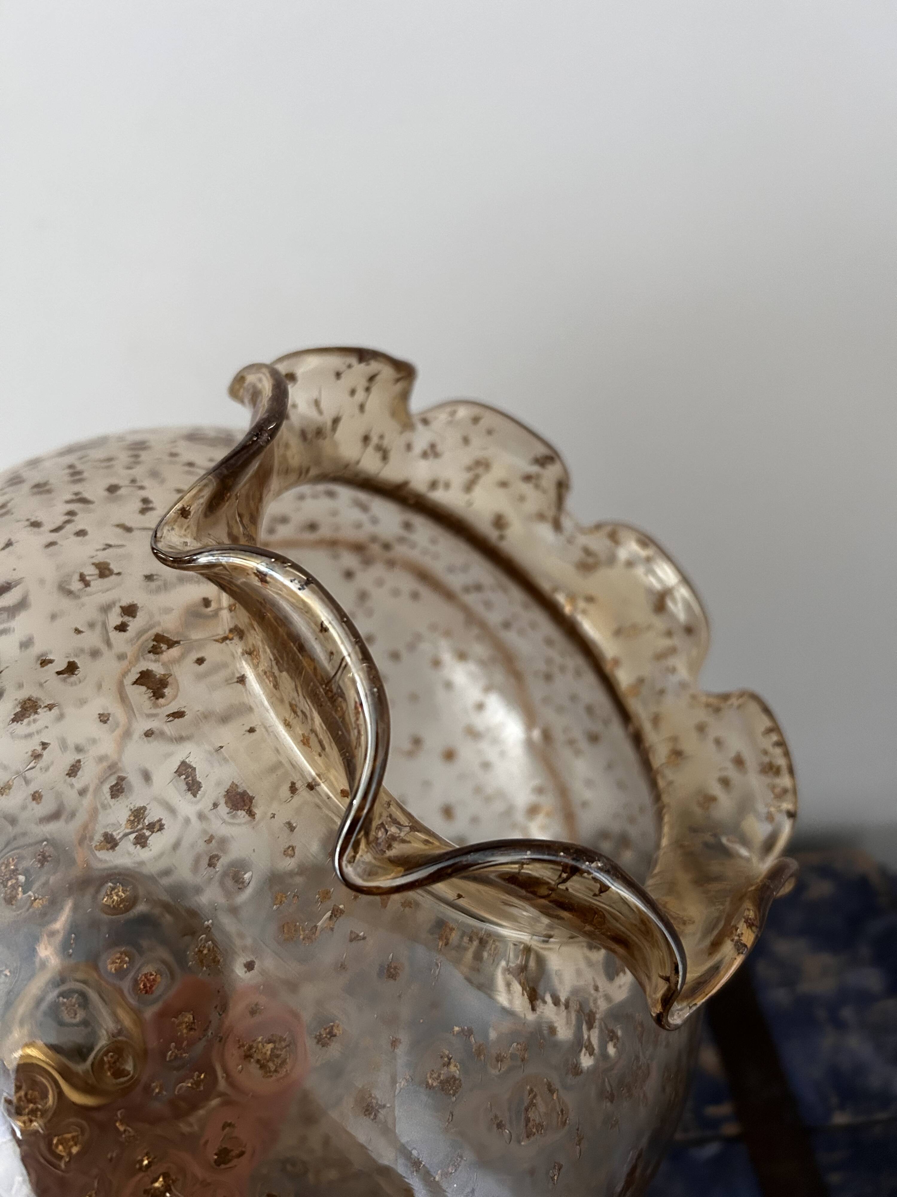 Suspension vintage en verre pailleté doré