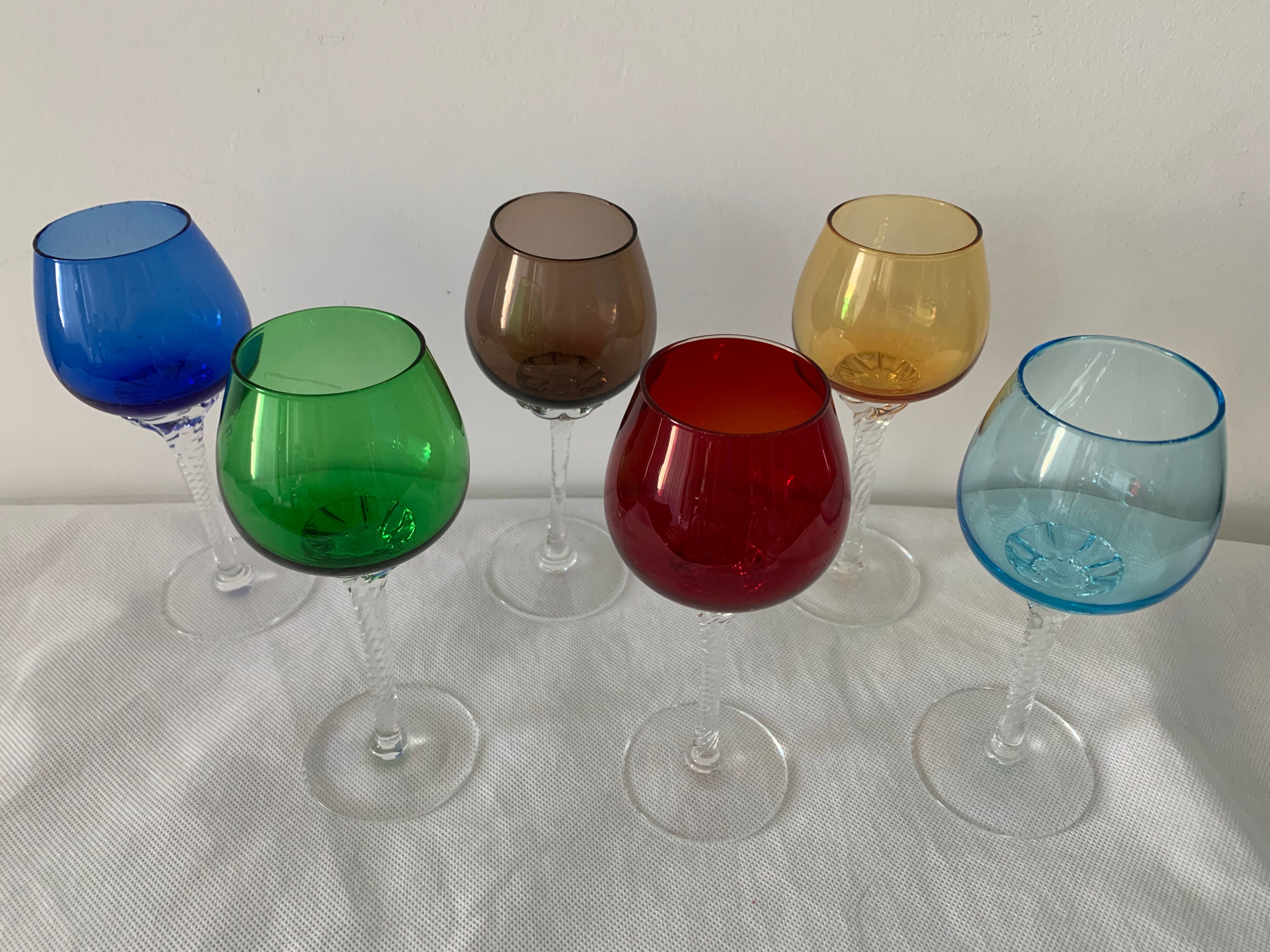6 colorful murano glasses 1970
