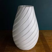 Murano glass vase, white whirl, Italy, 1980s
